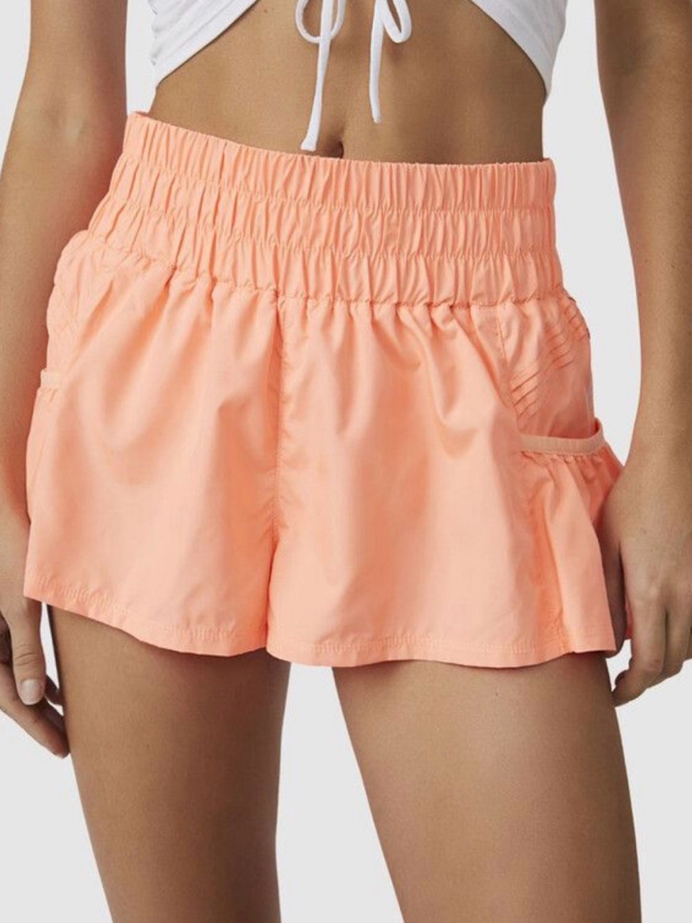 NWT Free People Movement ‘Get Your Flirt On’ Shorts in Pastel Peach Size Medium